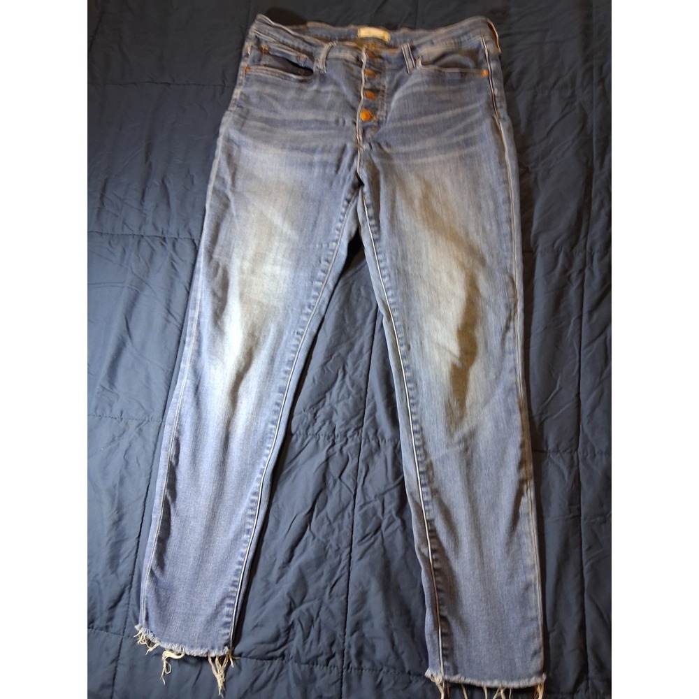 Madewell Jeans 9" Mid Rise Skinny Womens 31 Raw Hem‎ Button Fly Denim